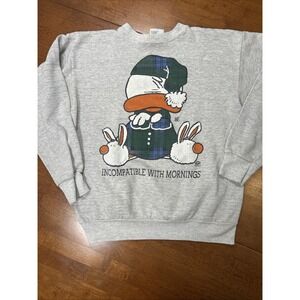 Vintage Tultex Crewneck Sweatshirt Men's Size Large Gray Sleeping Duck 1993